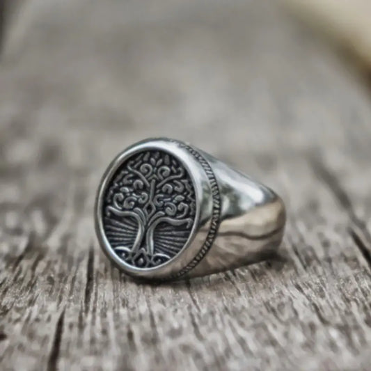 Vintage Tree of Life Titanium Steel Ring