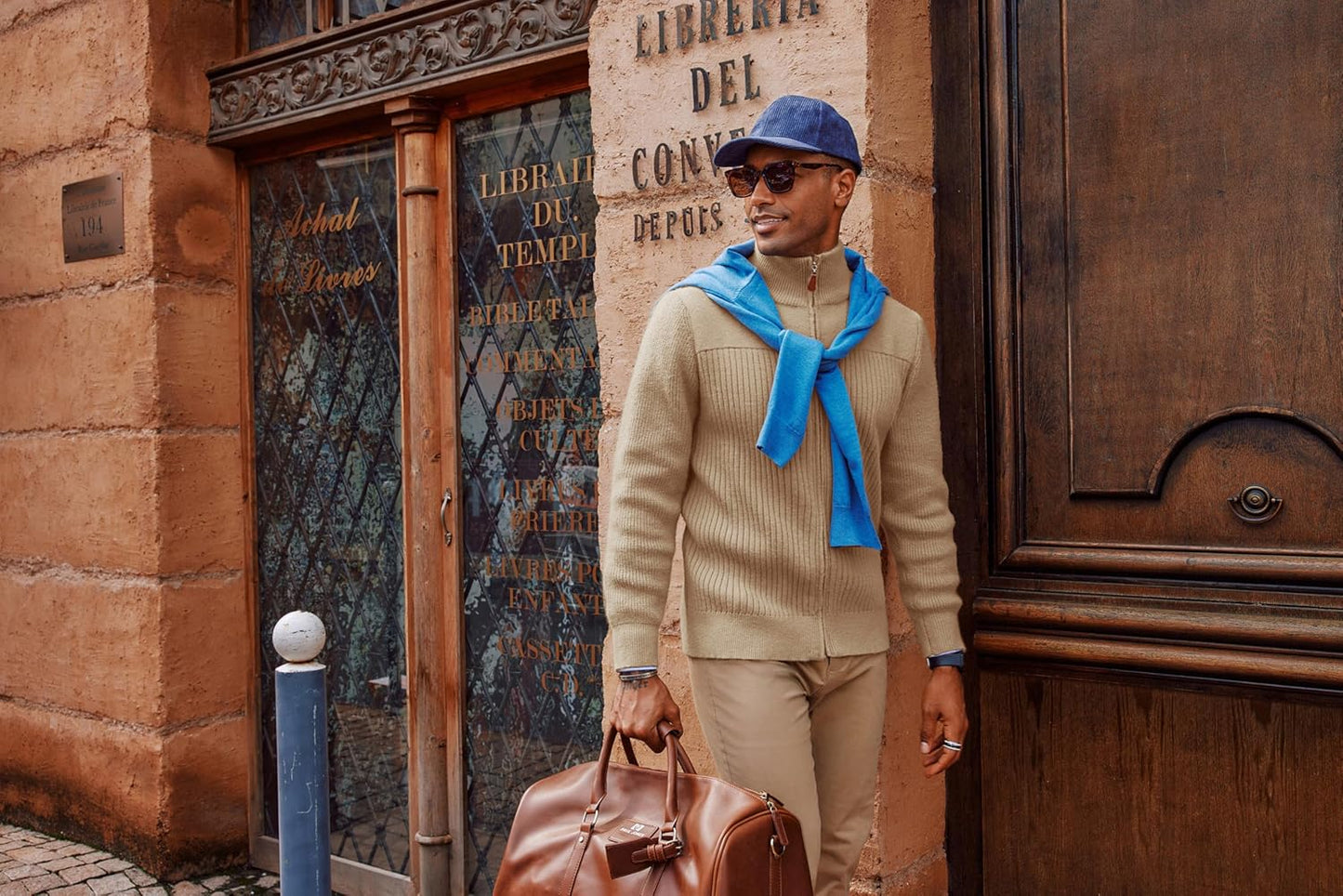 PJ PAUL JONES Mens Full Zip Cardigan Sweater Casual Stand Collar Ribbed Knitted Cardigan Long Sleeve Textured Sweater Cardigans Khaki L