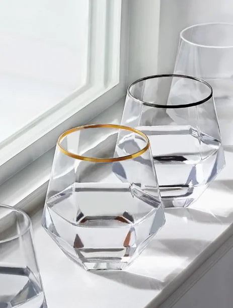 Diamond Hexagonal Crystal Whiskey Glass Cup