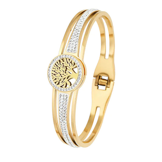 Titanium Steel Vacuum Plated Tree of Life Bracelet