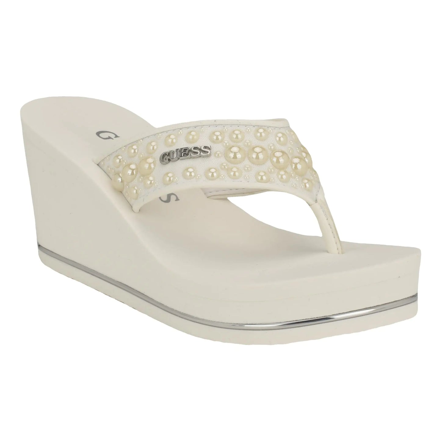 GUESS Womens SILUS Wedge Sandal White 140 7