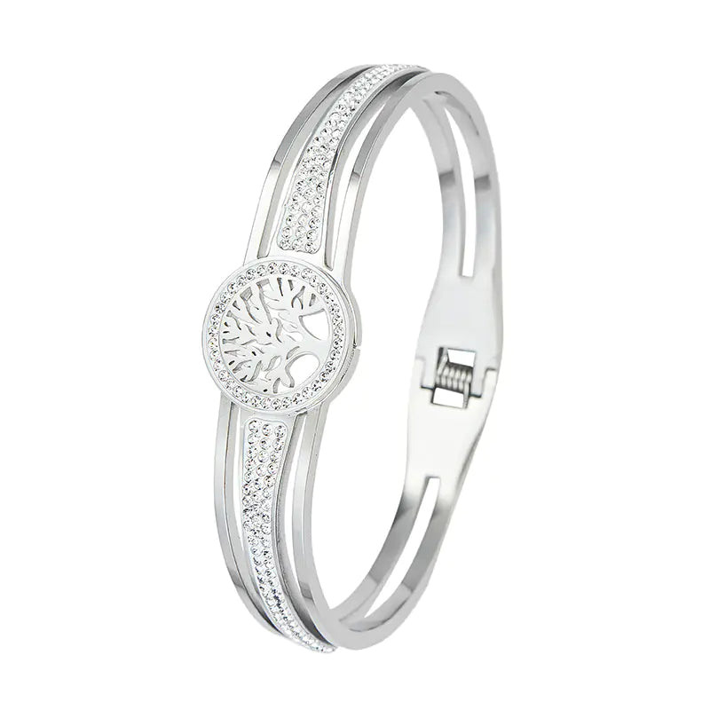 Titanium Steel Vacuum Plated Tree of Life Bracelet