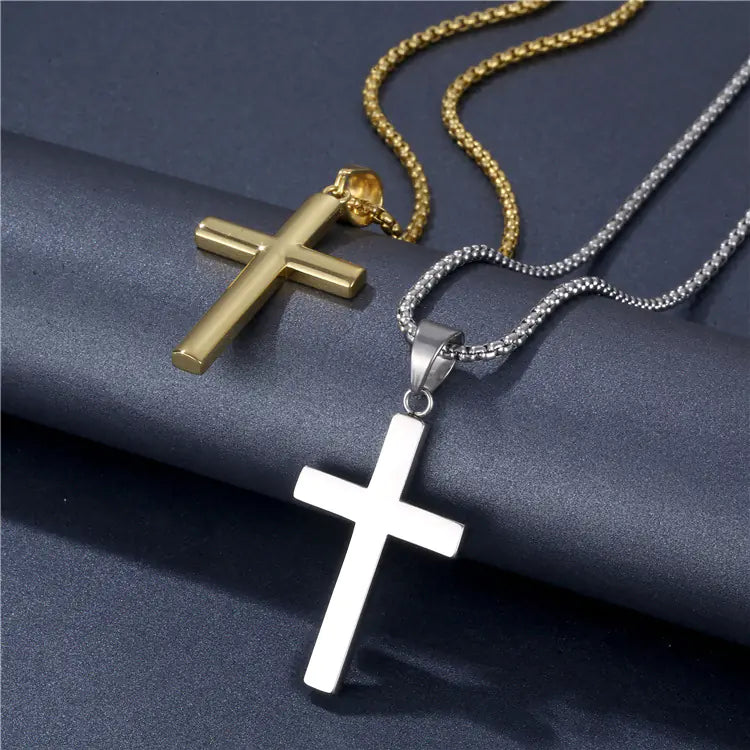 Minimalist Stainless Steel Cross Pendant Necklace for Men