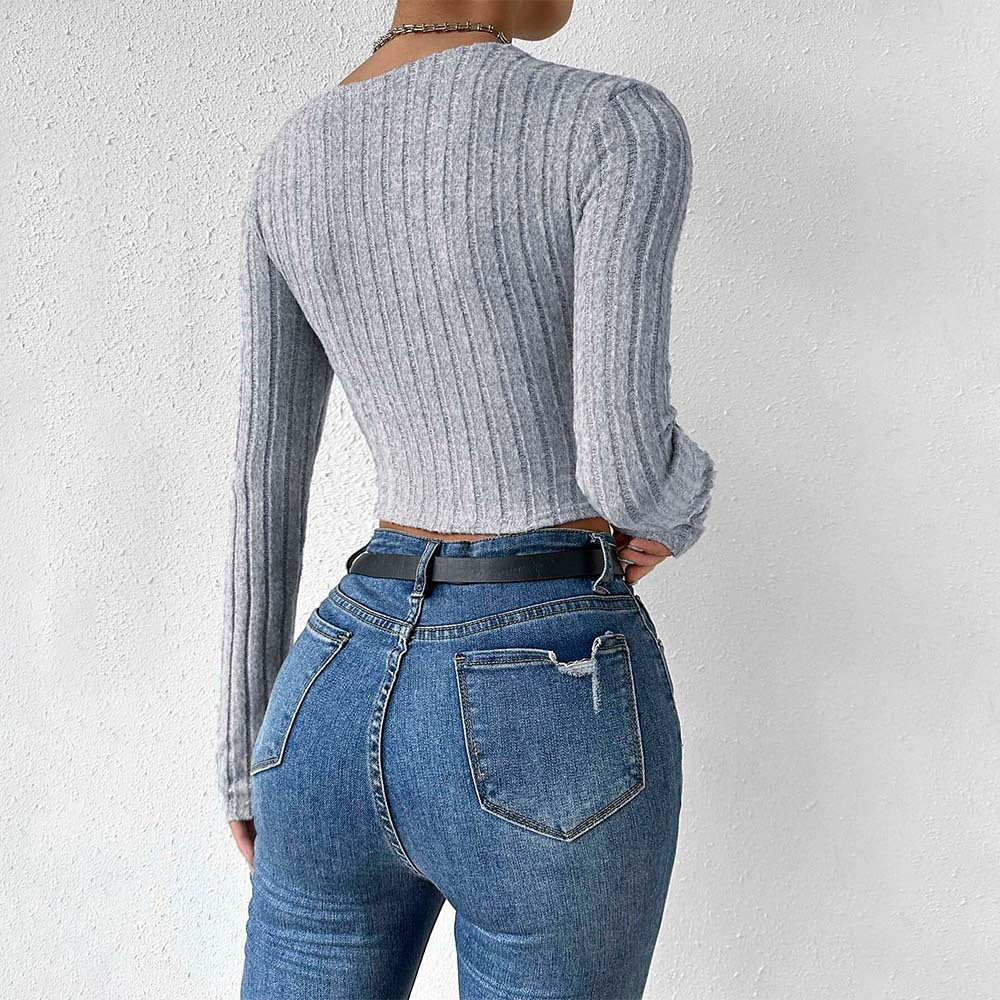 Fashion Personality Female Slim Short Midriff-baring Top