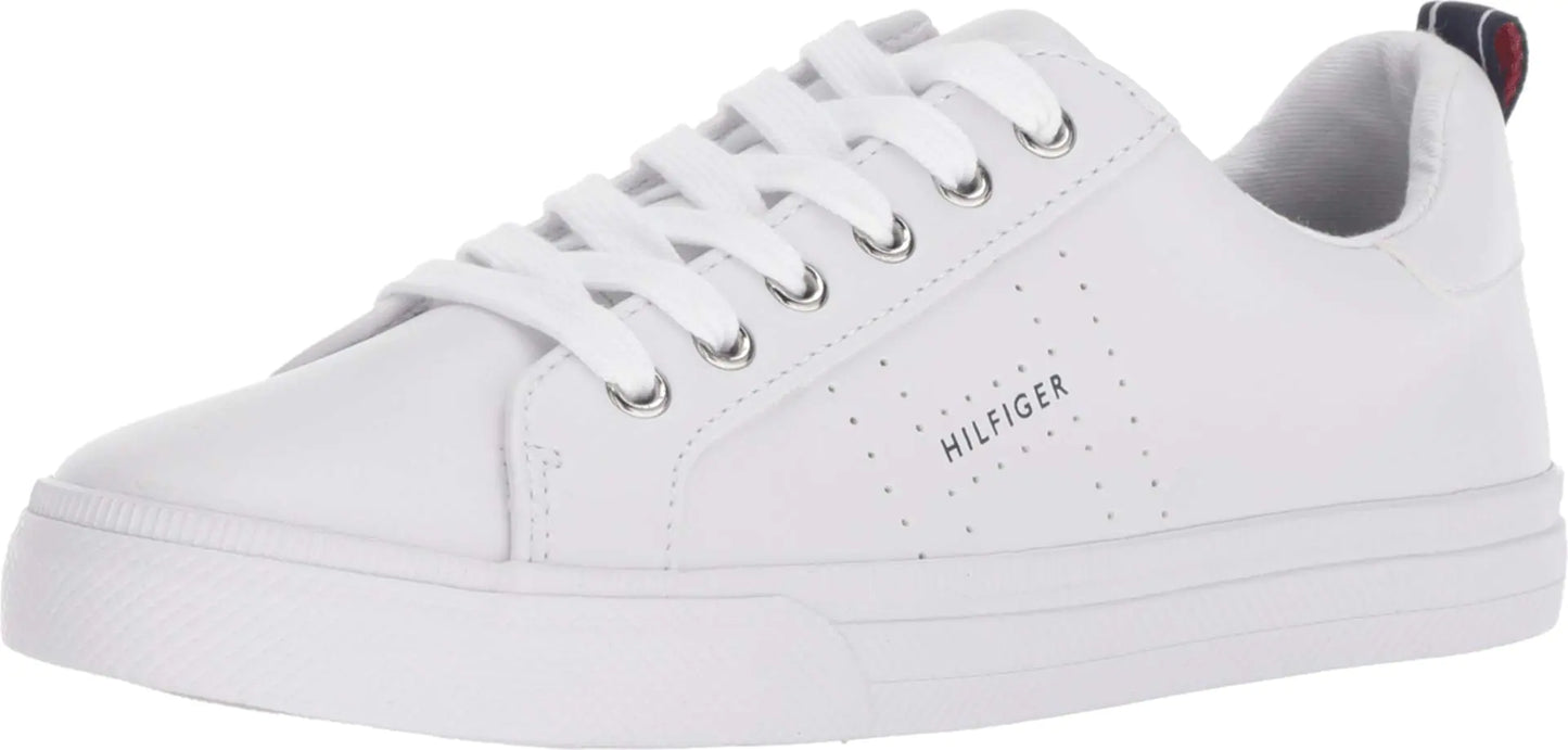 Tommy Hilfiger Womens Lelita Sneaker White Leather 6