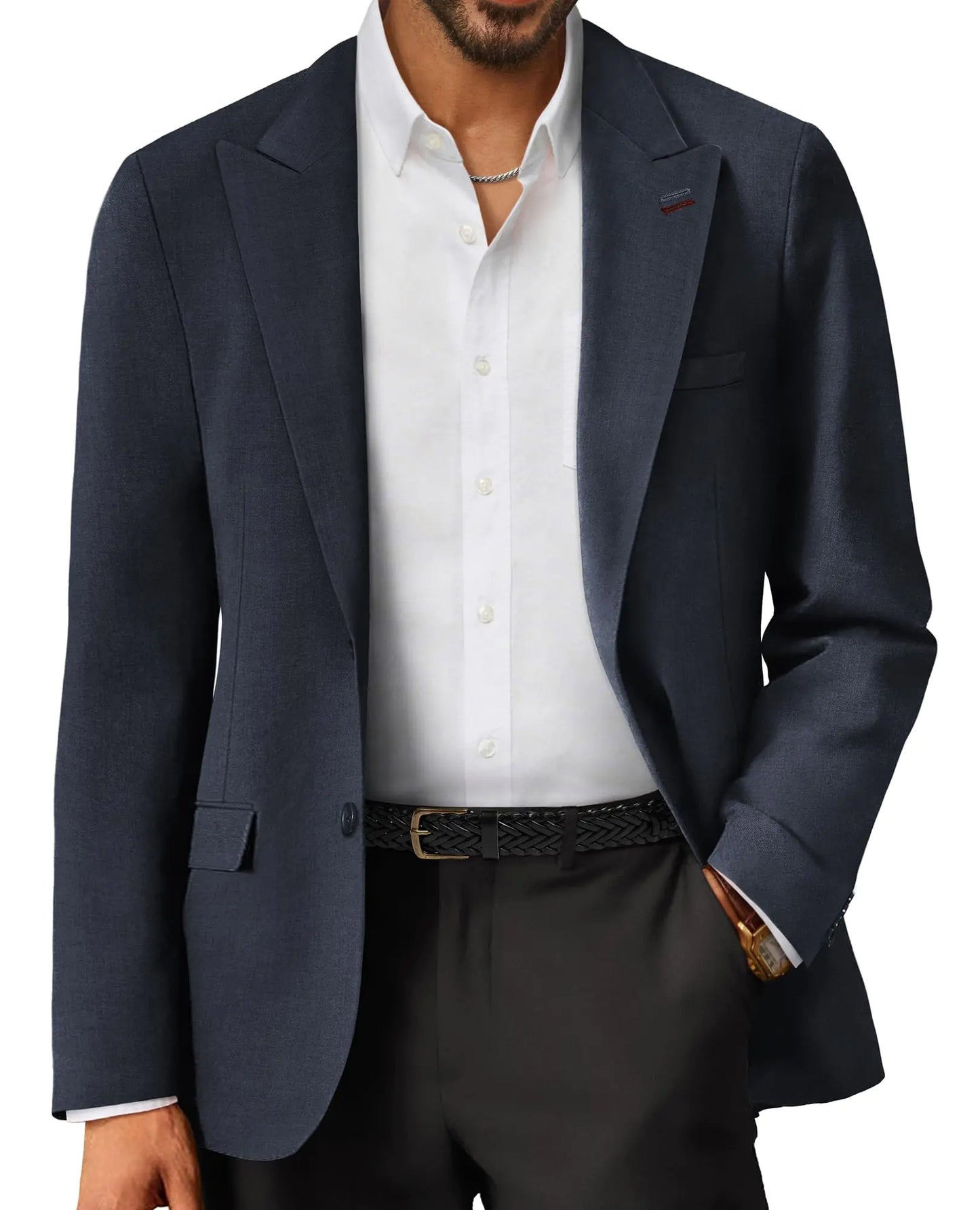 PJ PAUL JONES Mens Blue Blazer Jackets Lightweight Two Button Business Casual Blazer Peaked Lapel Spring Autumn 2025 S