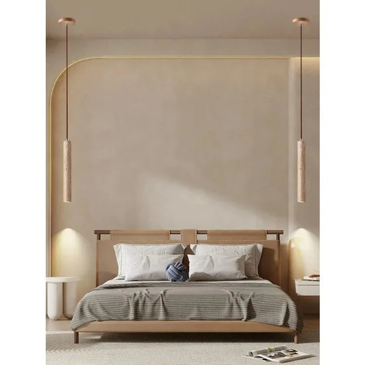 Natural Cave Stone Pendant Light – Japanese Style LED Hanging Lamp