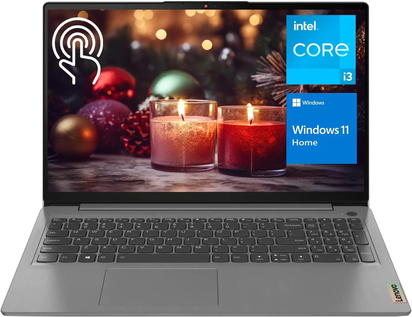 Lenovo IdeaPad 3 Laptop Holiday Deals 15.6" FHD Touchscreen Intel Core i3-1115G4 12GB RAM 256GB SSD SD Card Reader HDMI Webcam Wi-Fi 6 Windows 11 Home Grey