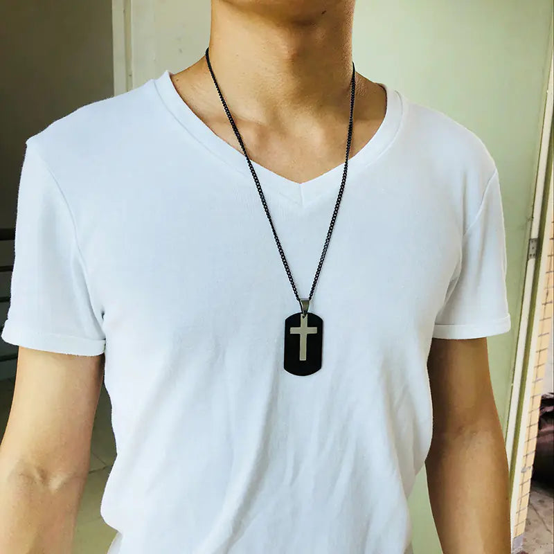 Minimalist Stainless Steel Cross Pendant Necklace