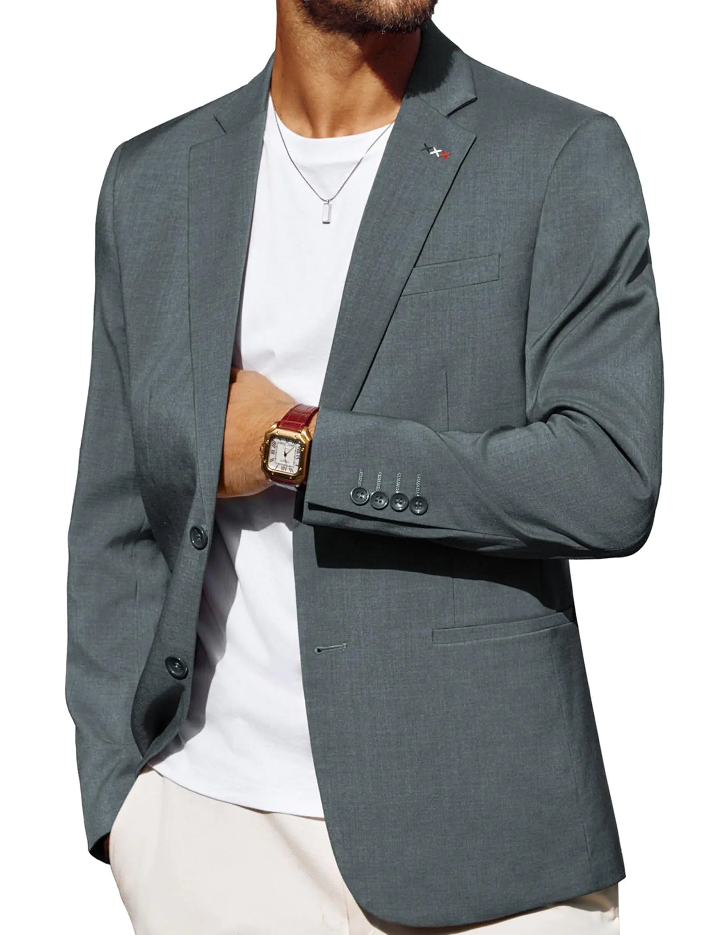 PJ PAUL JONES Mens Blazers and Sport Coats Lightweight Casual Two Buttons Sports Coat Notch Lapels Business Grey M