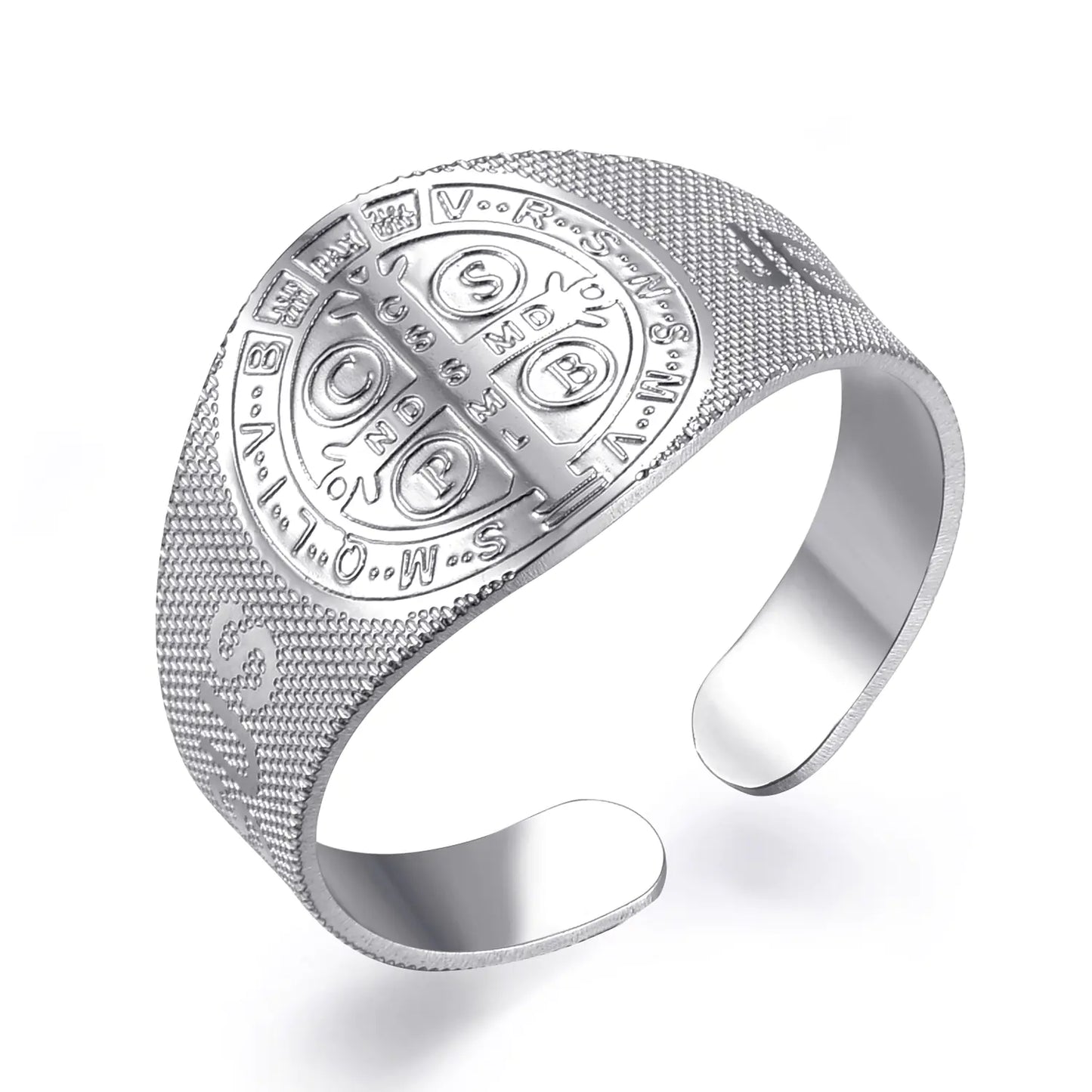 Adjustable Stainless Steel Couple Rings with Cross Design