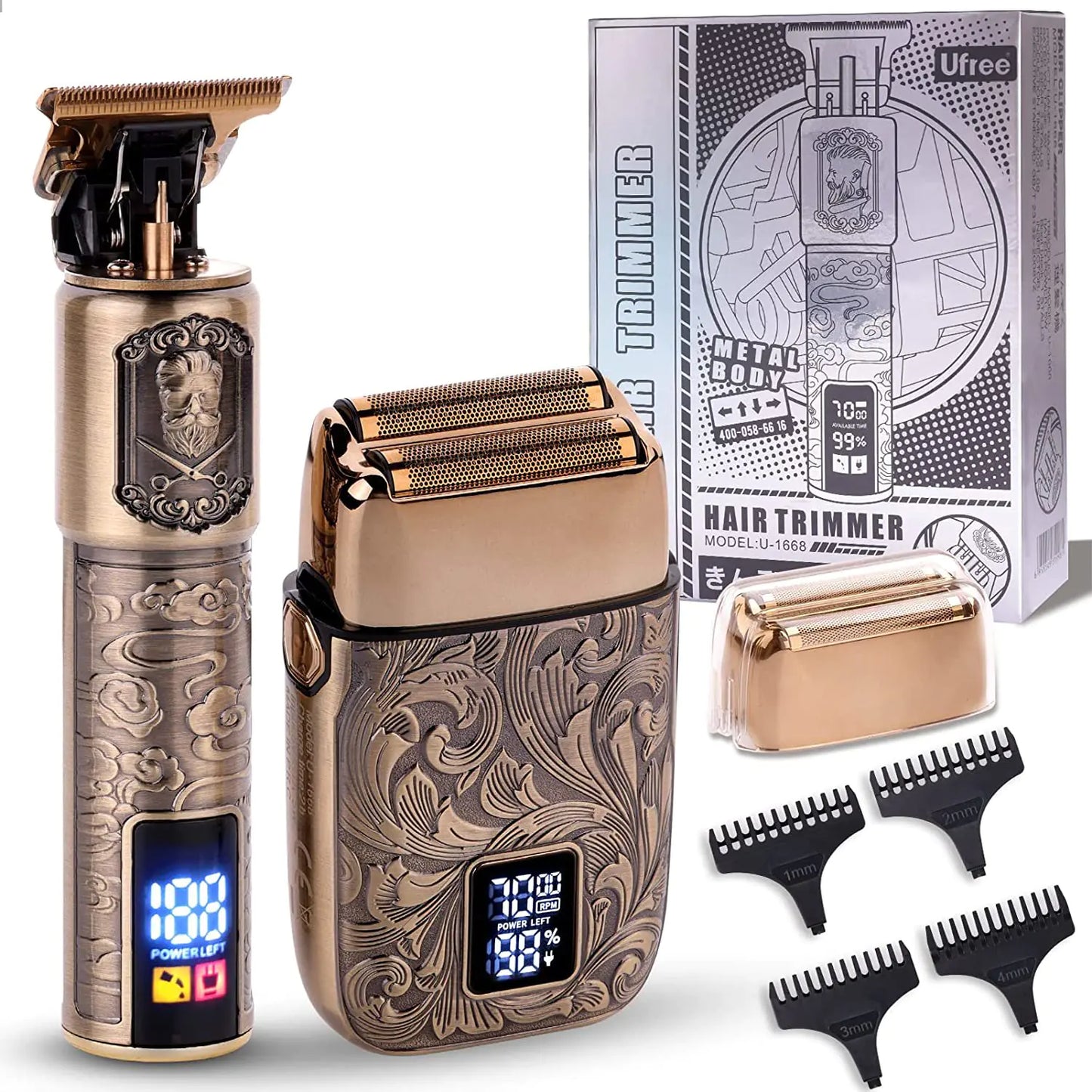 All-Metal Electric Hair Clipper with Digital Display Set