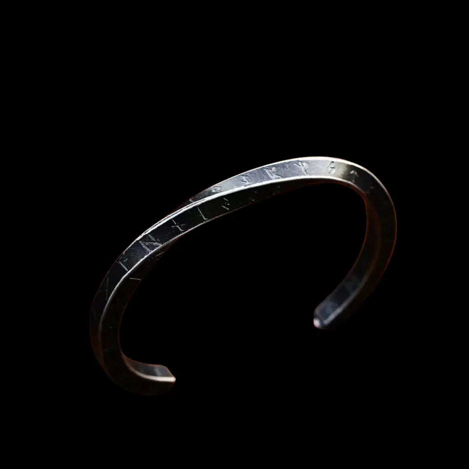 Viking Text Bracelet in Twisted Titanium Steel Design