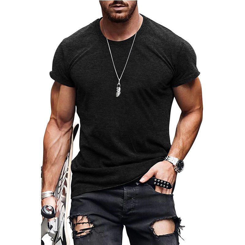 Men's Casual Short Sleeve T-shirt Summer Fashion Solid Color Tops