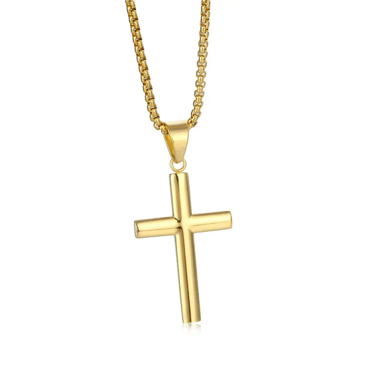 Minimalist Stainless Steel Cross Pendant Necklace for Men