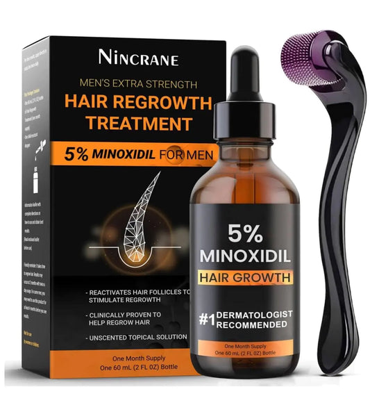 5% Minoxidil Hair Regrowth and Beard Growth Kit - Extra Strength Topical Serum for Mens Scalp and Facial Hair Loss