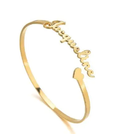 Personalized Stainless Steel Titanium Alphabet Bracelet