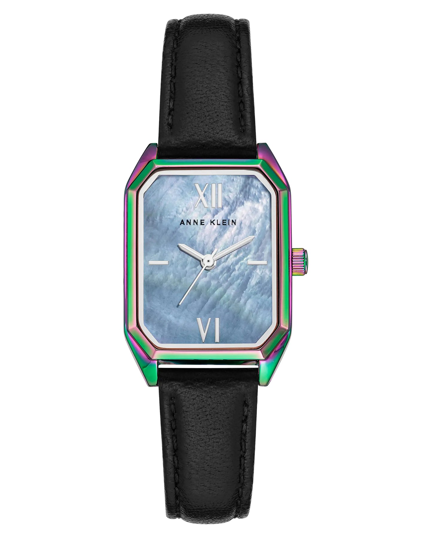 Anne Klein Womens Japanese Quartz Dress Watch with Leather Strap Black 14 (Model: AK/3875RBBK)