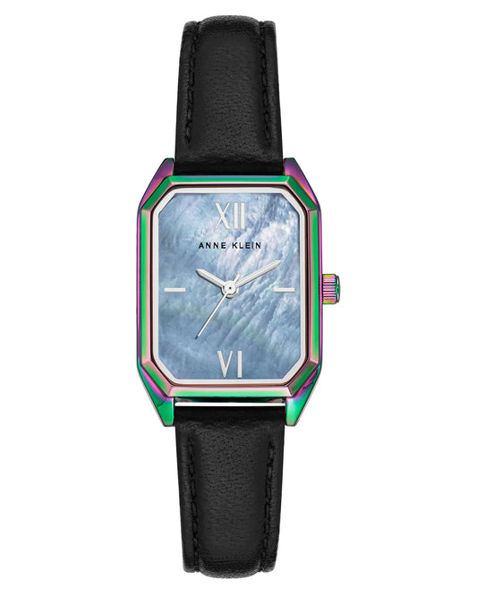 Anne Klein Womens Japanese Quartz Dress Watch with Leather Strap Black 14 (Model: AK/3875RBBK)