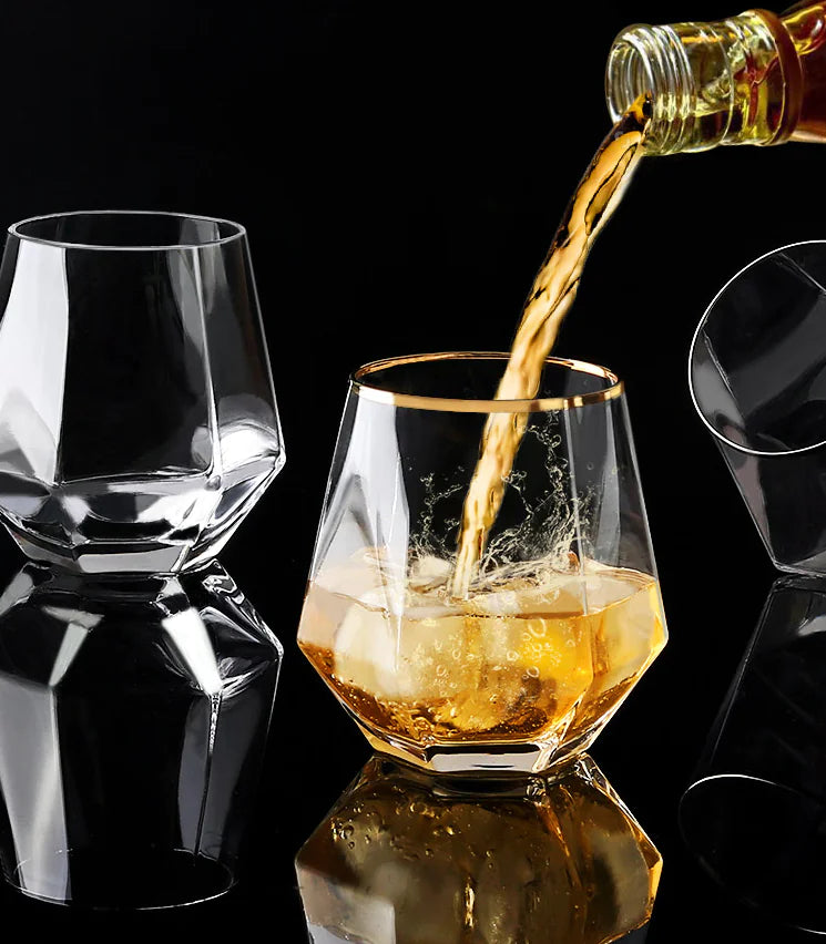 Diamond Hexagonal Crystal Whiskey Glass Cup