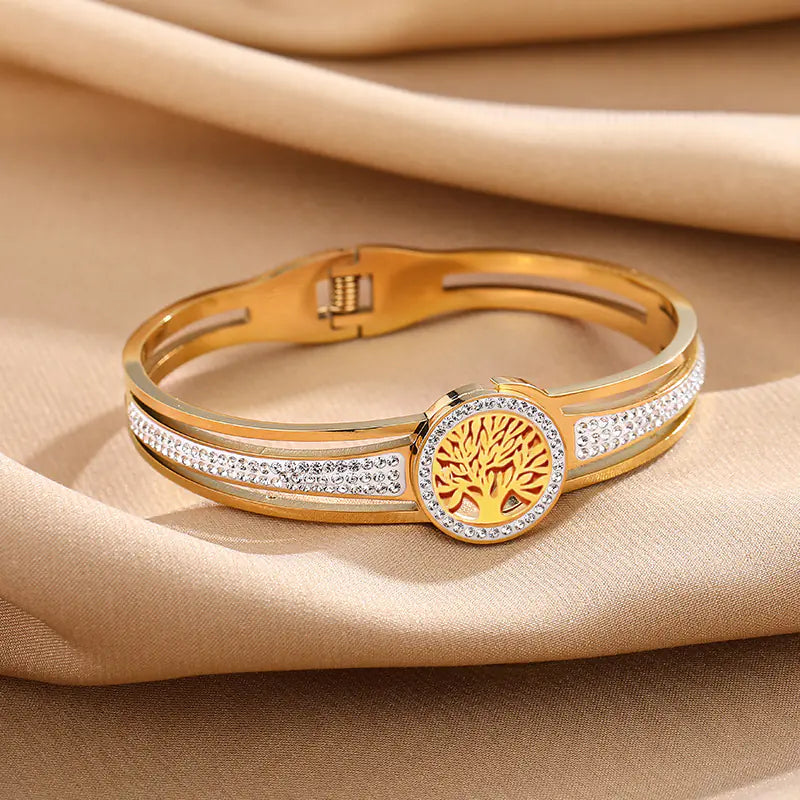 Titanium Steel Vacuum Plated Tree of Life Bracelet