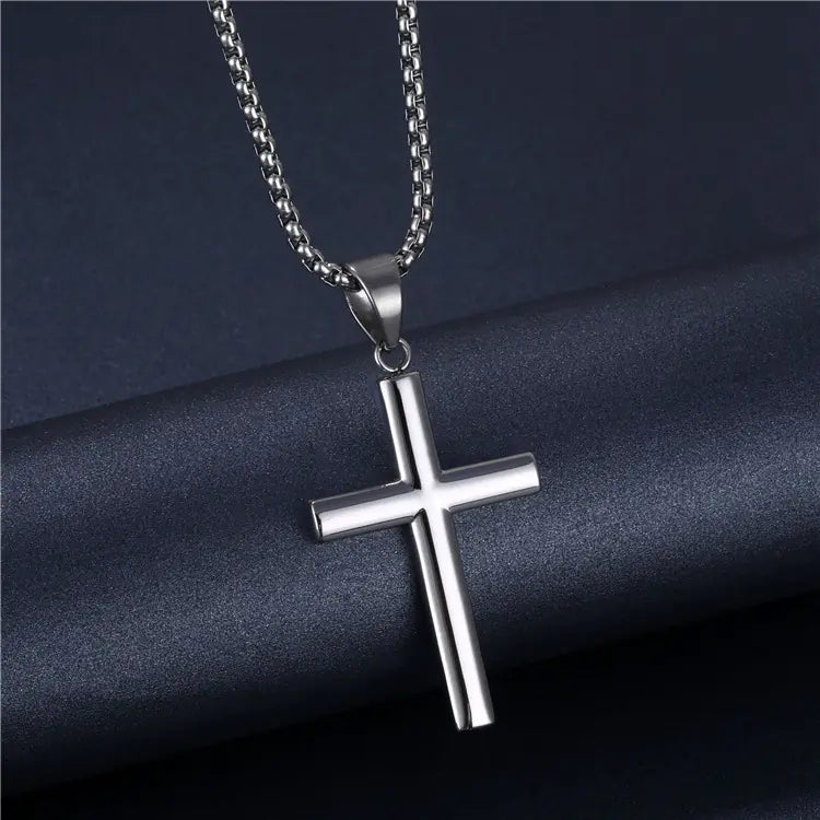 Minimalist Stainless Steel Cross Pendant Necklace for Men