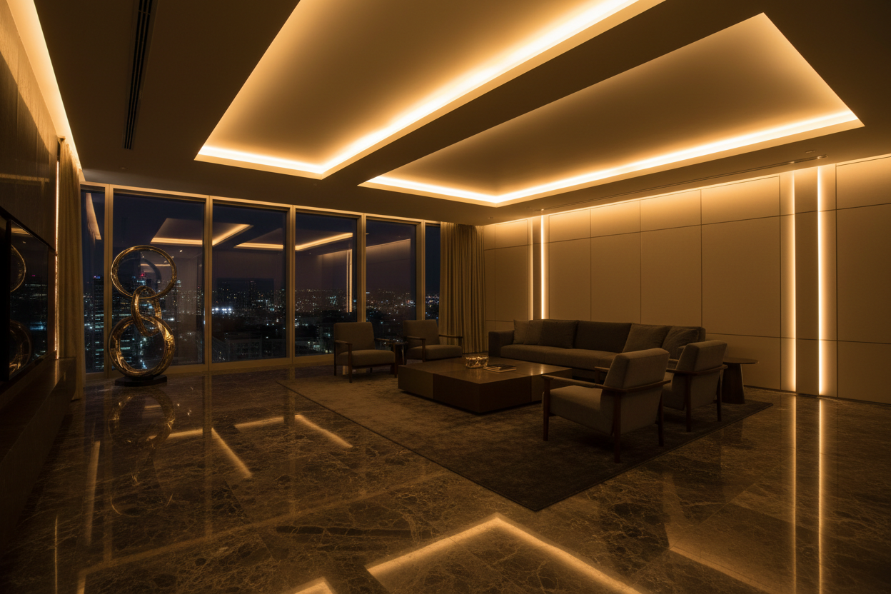 Luxury Living Room — LED Ambient