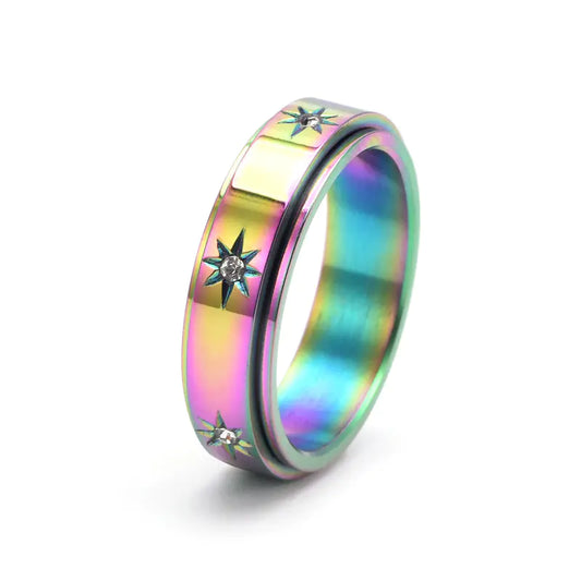 Rotatable Stainless Steel Couple Engagement Ring