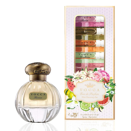 Tocca Florence Womens Perfume (50ml) + Mini Discovery Set of 8 Travel Size Perfumes