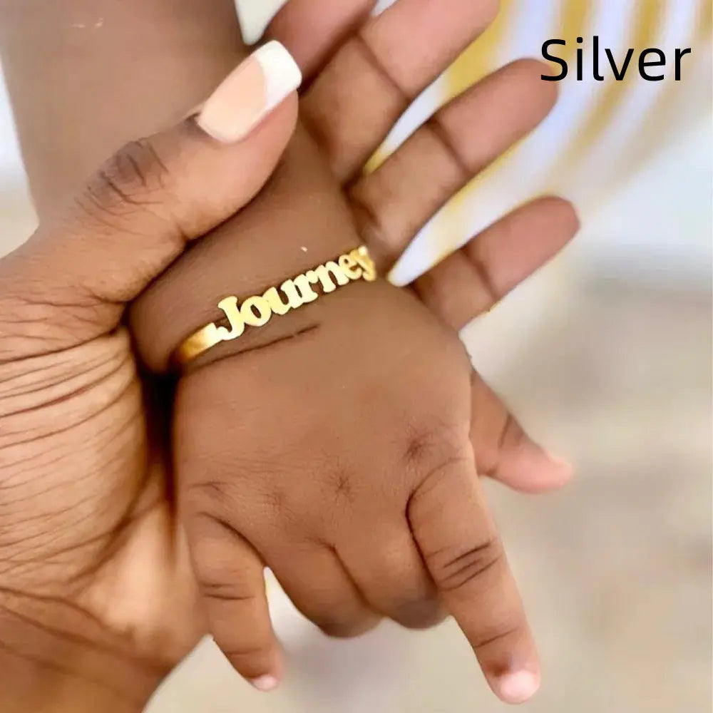 Personalized Stainless Steel Titanium Alphabet Bracelet