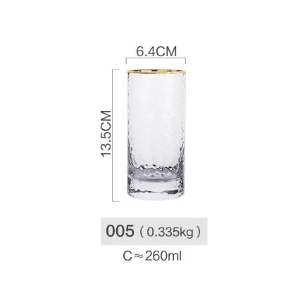 Japanese Hammered Glass Cup with Gold Trim